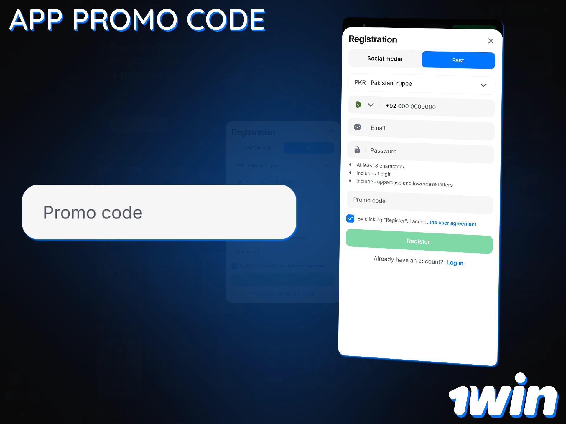 Use the promo code when registering in the 1Win app and receive welcome bonuses.