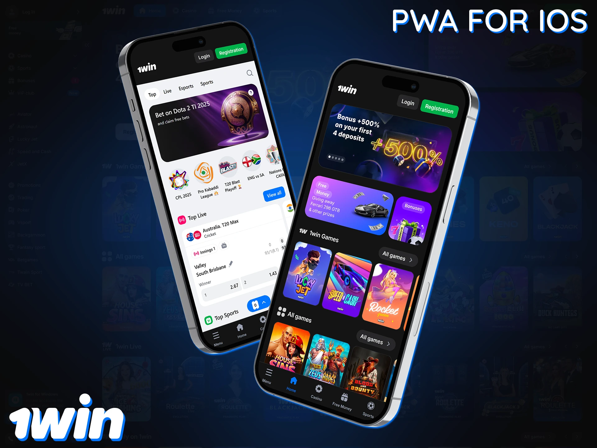 Install the 1Win PWA version on your iOS device without downloading.