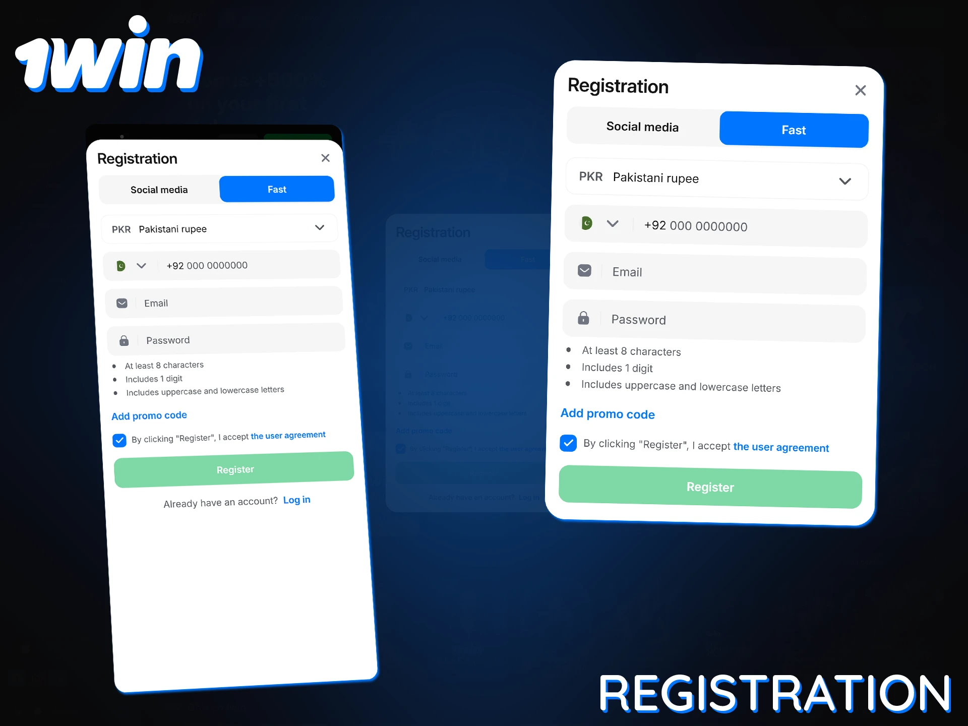 Create your 1Win account directly in the mobile app.